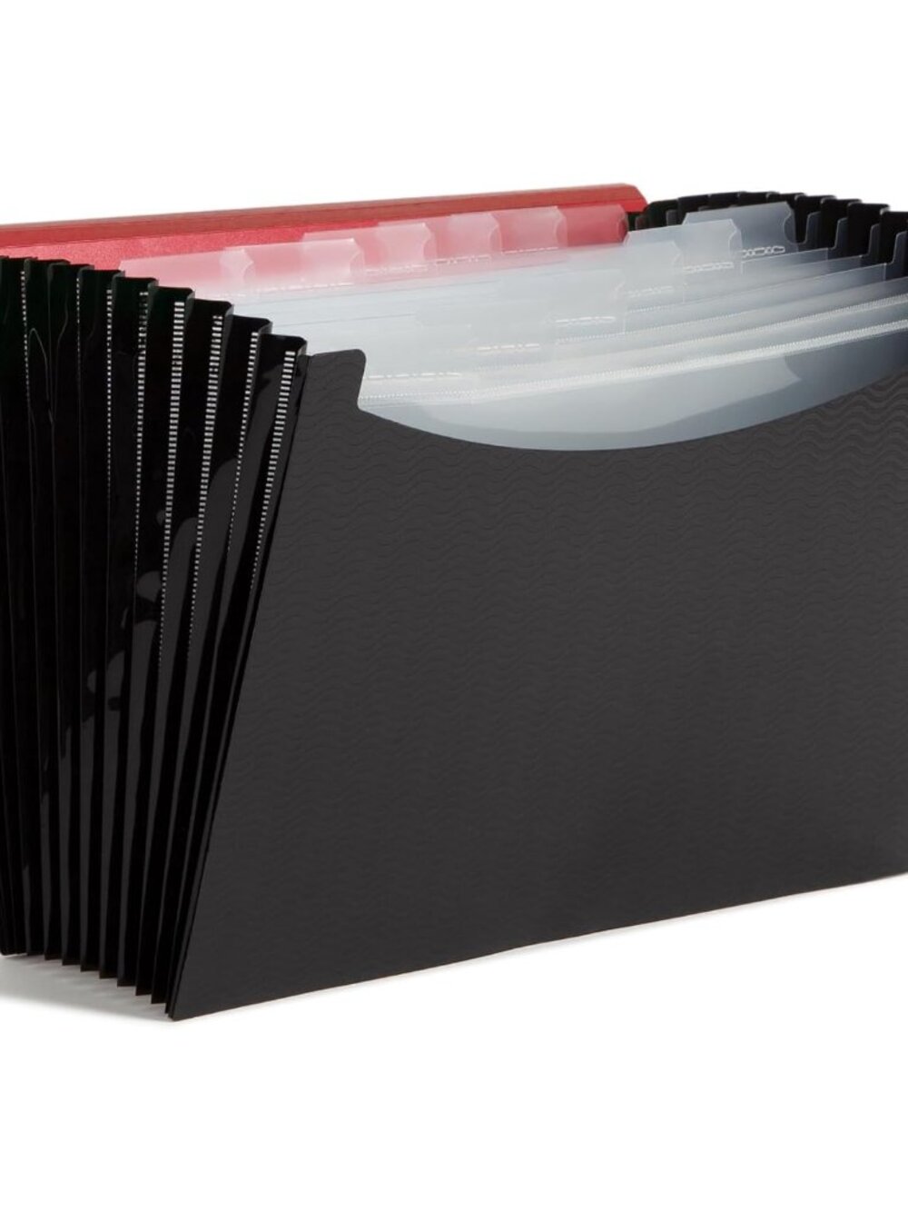 Accordion File Organizer, Document Folder, 12 Divider, Red/Black
